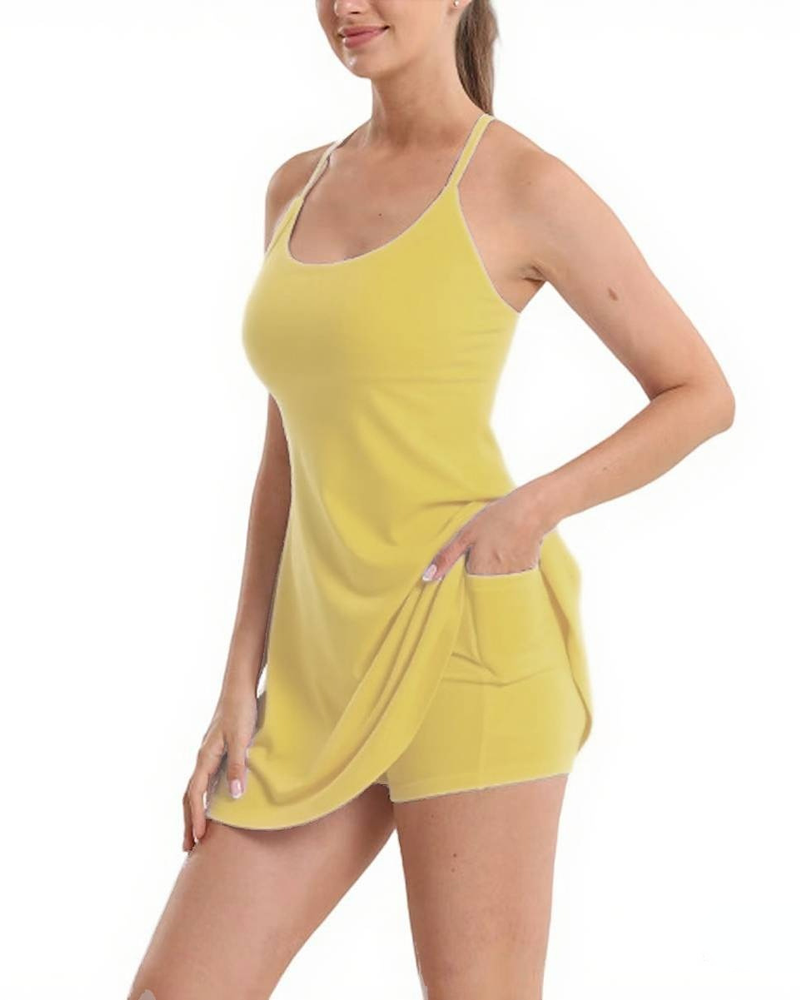 Easy Peezy Backless Sports Dress With Pockets