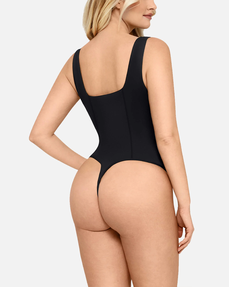 Wide Strap V Neck Bodysuit With Concealed Snaps At The Crotch (Pre-Sale)