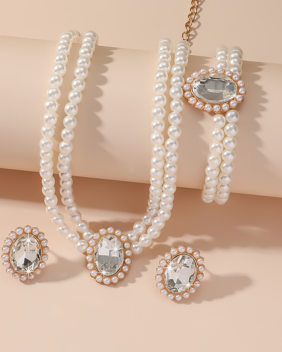 Double-Layer Imitation Pearl 3 Piece Jewelry Set-Curvy-Faja