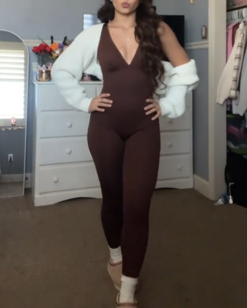 Slim V-Neck Sexy Jumpsuit (Pre-Sale)