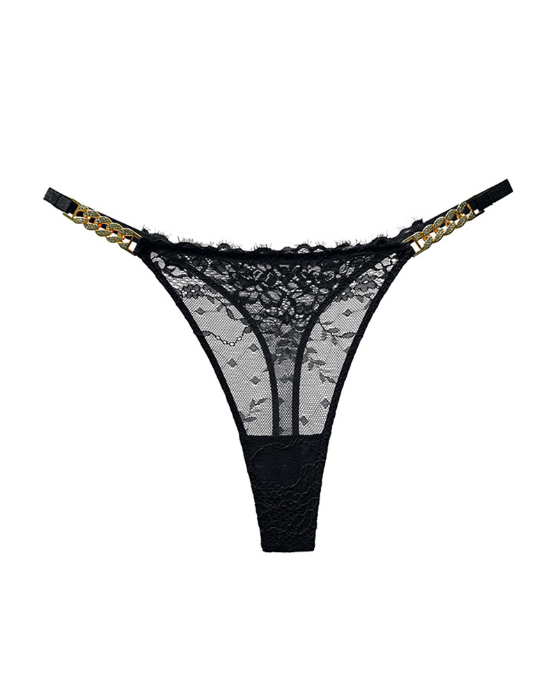 Sexy Rhinestone Metal Chain Women's Thong-Curvy-Faja