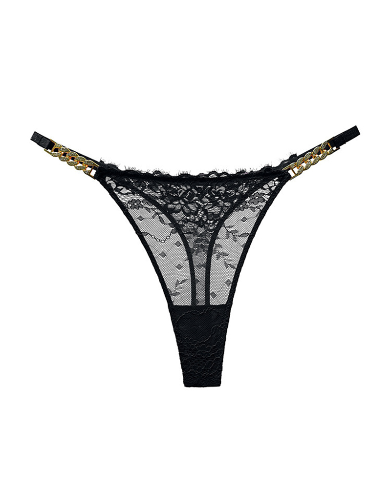 Sexy Rhinestone Metal Chain Women's Thong-Curvy-Faja