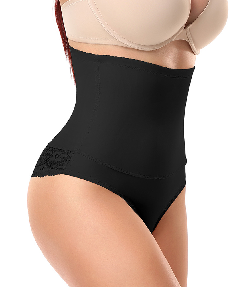 Lace High Waist Tummy Shaping Panties-Curvy-Faja
