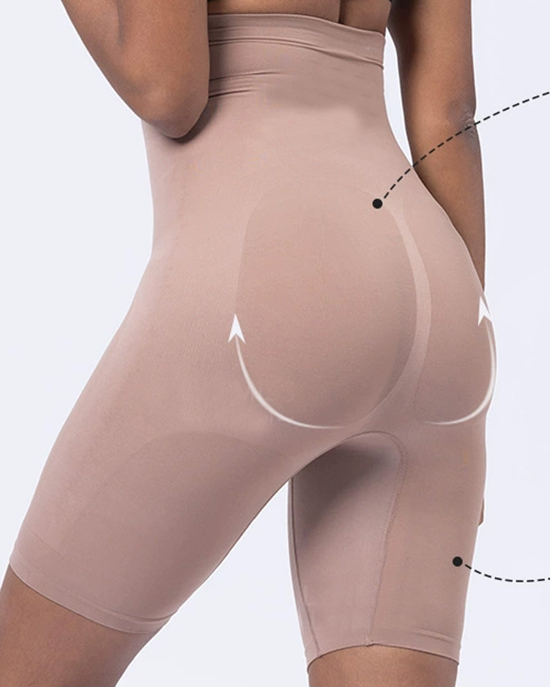 Seamless Tummy-Controlling Butt-Lifting and Body-Sculpting Shorts with High Stretch-Curvy-Faja