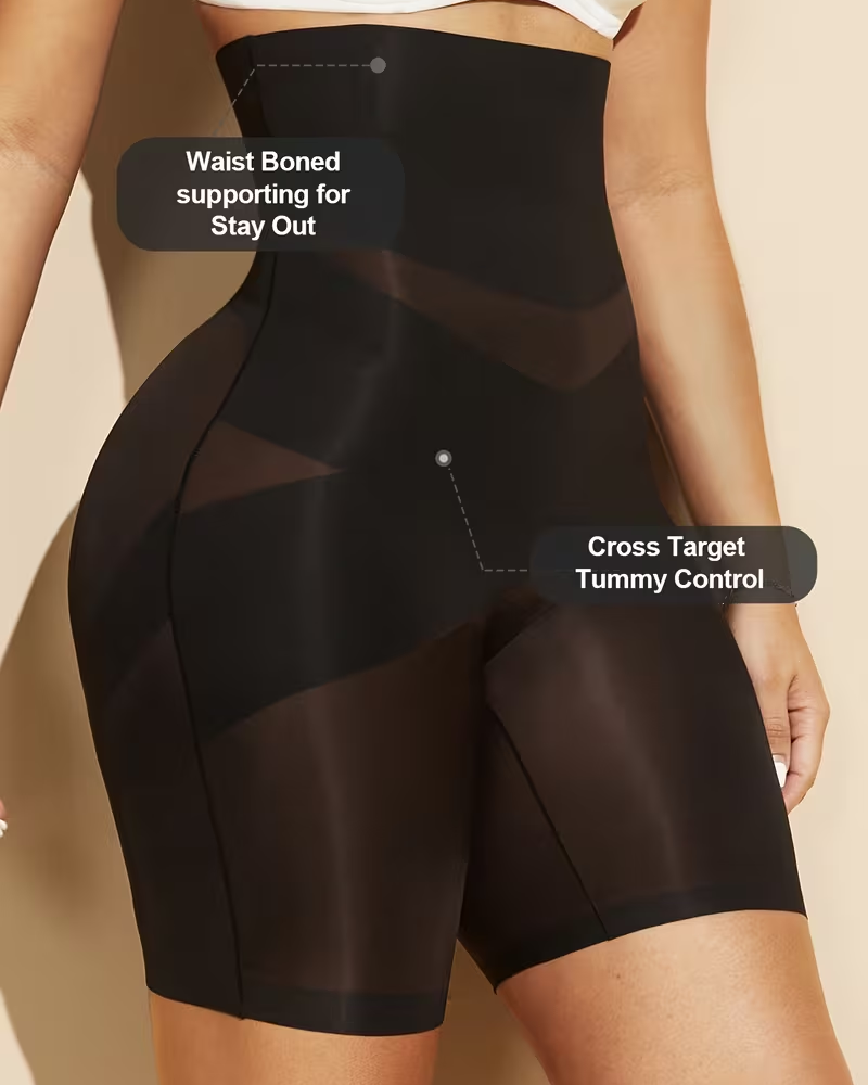 High-Waisted Cross-Sculpting Seamless Shapewear Shorts
