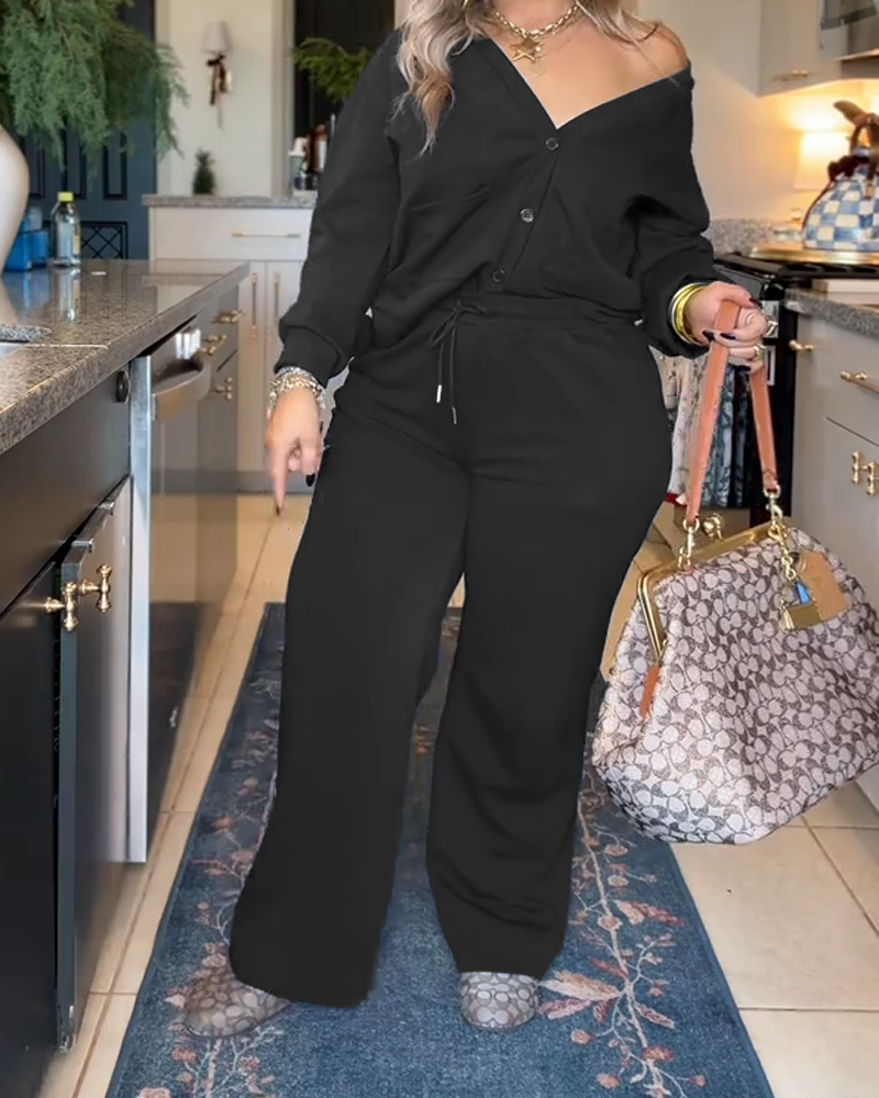 Simple Cardigan Casual Trousers Set