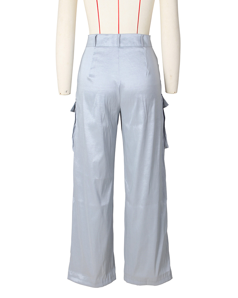 Satin Cargo-Style Trousers