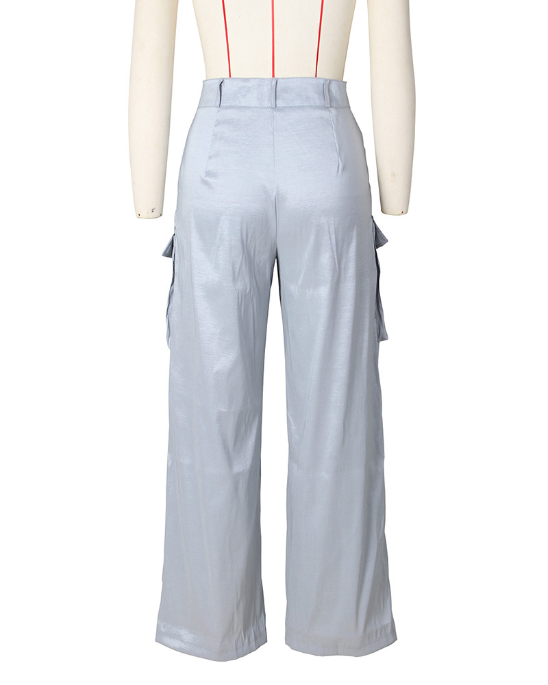 Satin Cargo-Style Trousers