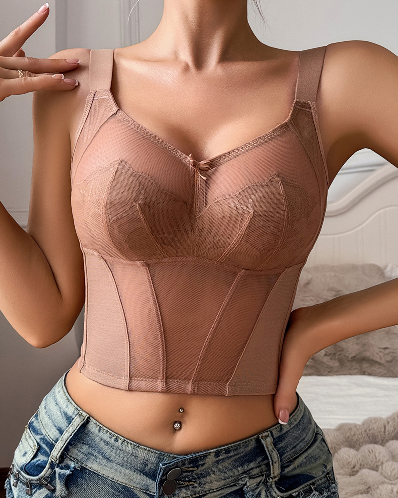 Lace Mesh Sheer Shapewear Top-Curvy-Faja