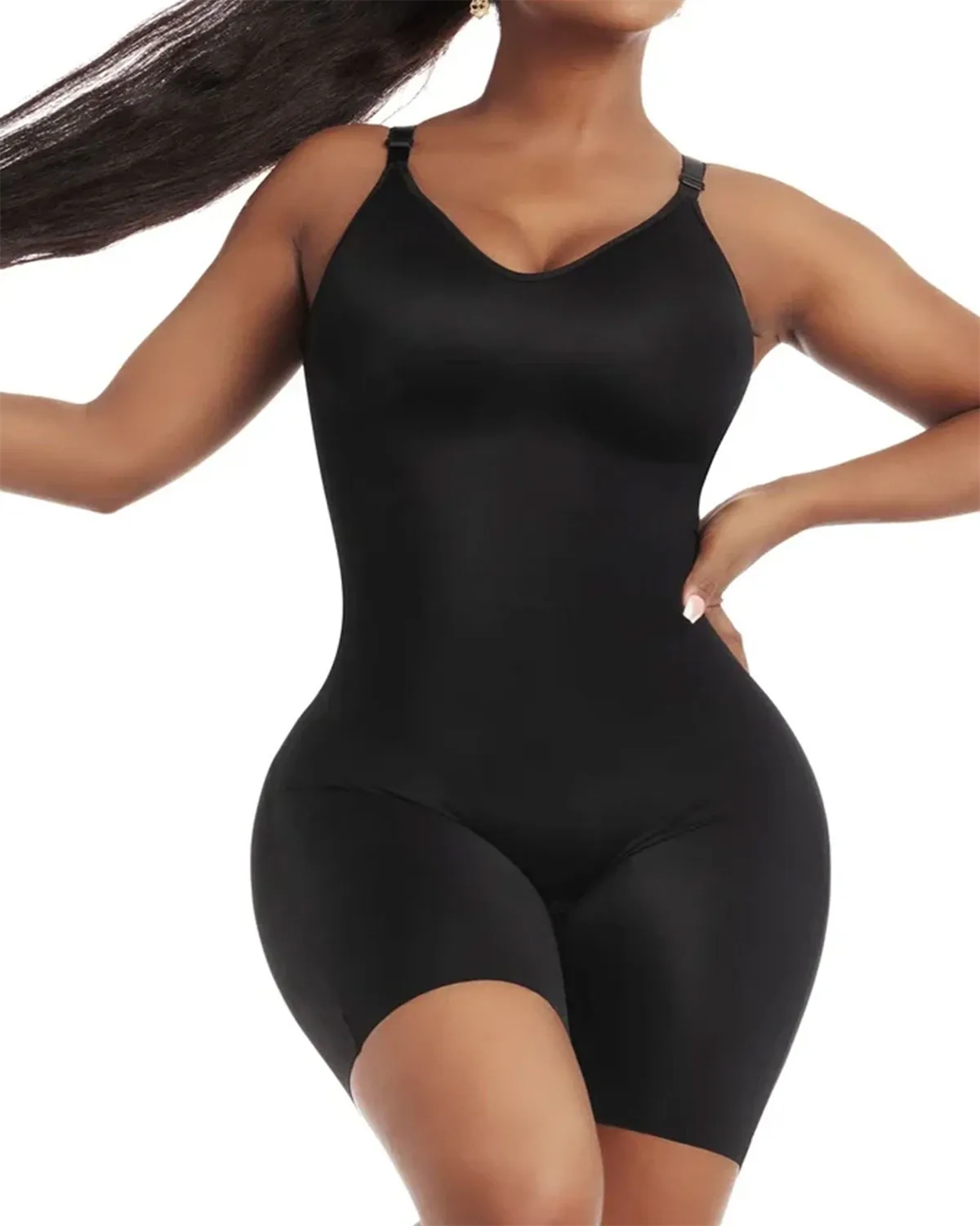 Daily Use Comfy Tummy Control Shapewear Bodysuit Mid Thigh With Built-In Bra