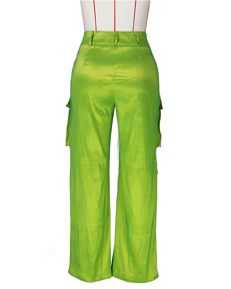 Satin Cargo-Style Trousers