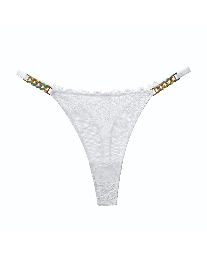 Sexy Rhinestone Metal Chain Women's Thong-Curvy-Faja