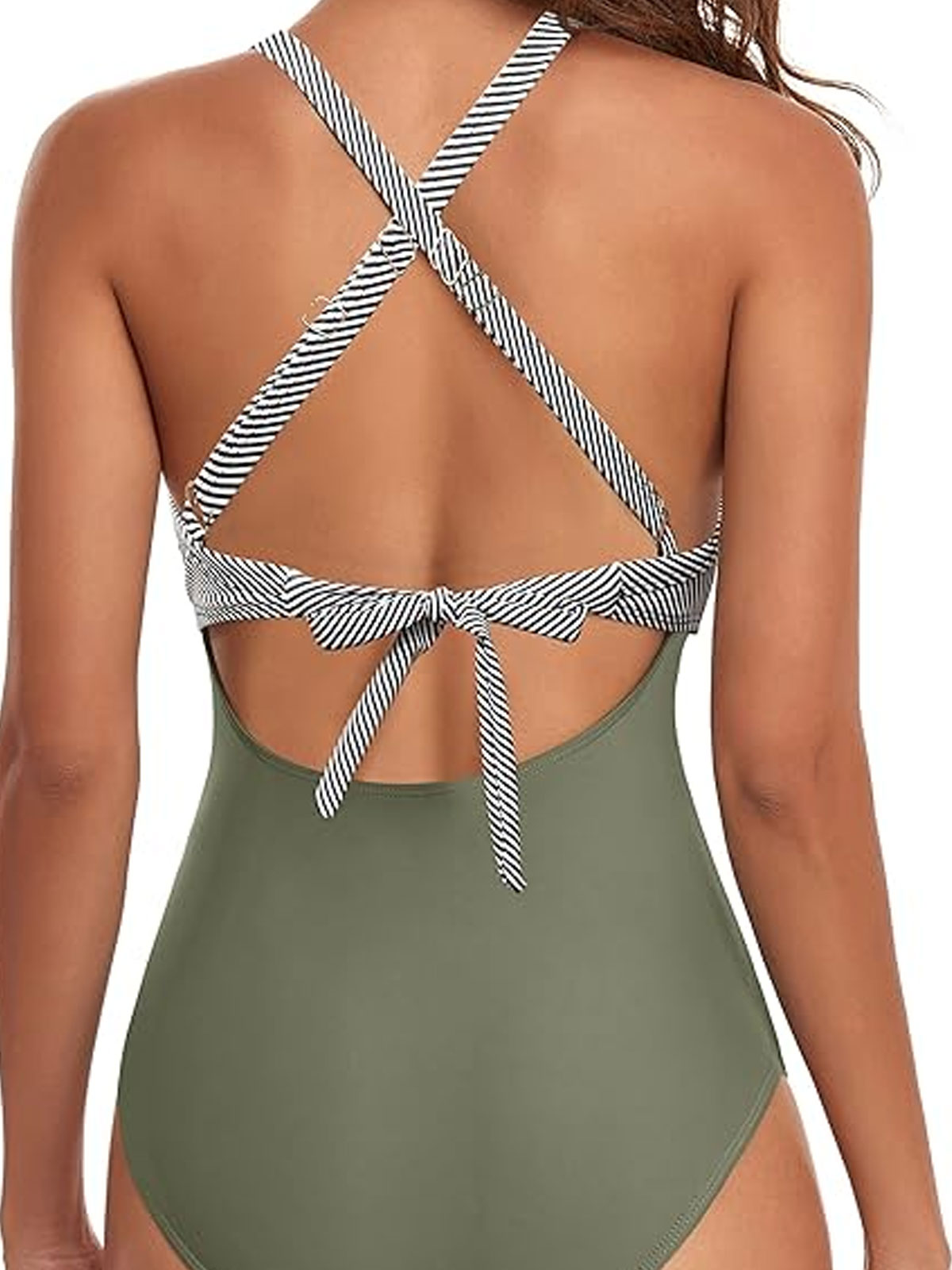 One Piece Swimsuits Tummy Control Cutout High Waisted Bathing Suit Wrap Tie Back-Curvy-Faja