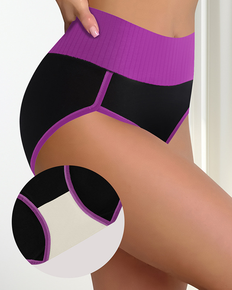 Colorblock Butt Lifting Briefs-Curvy-Faja