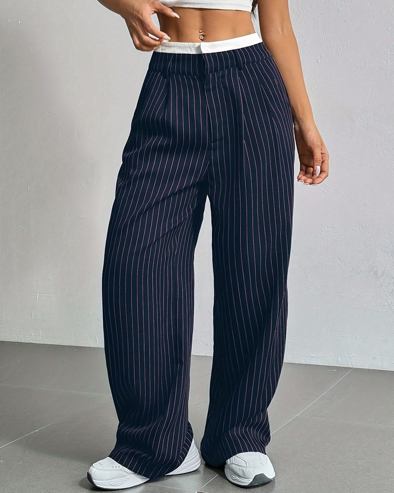 Simple Drape Loose Straight Pants-Curvy-Faja