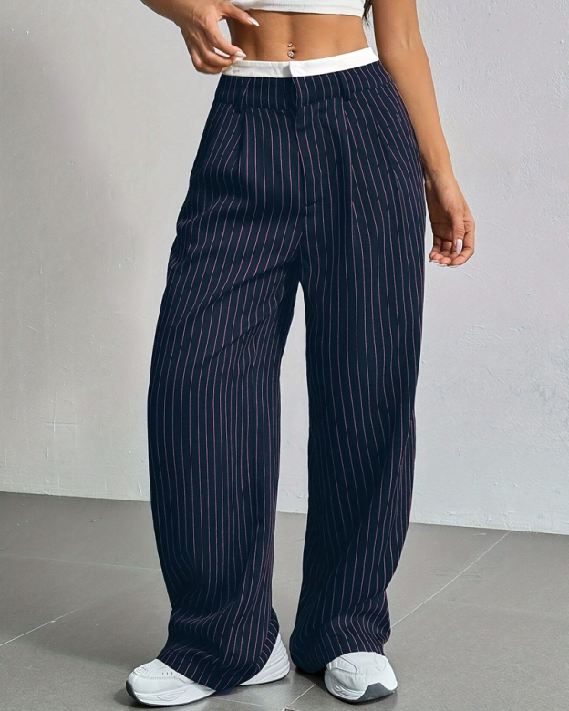 Simple Drape Loose Straight Pants-Curvy-Faja