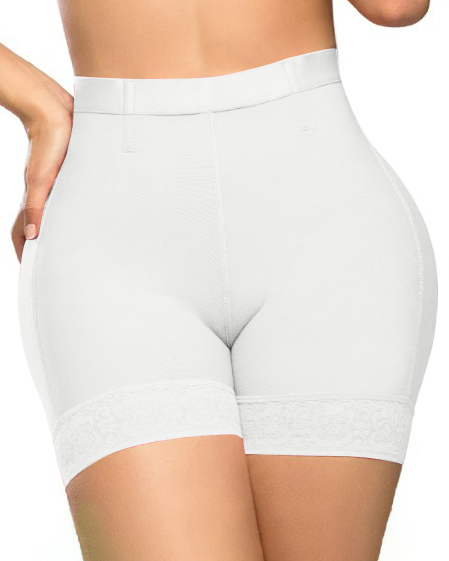 High Waist Lace Trim Butt Sculpting Short-Curvy-Faja