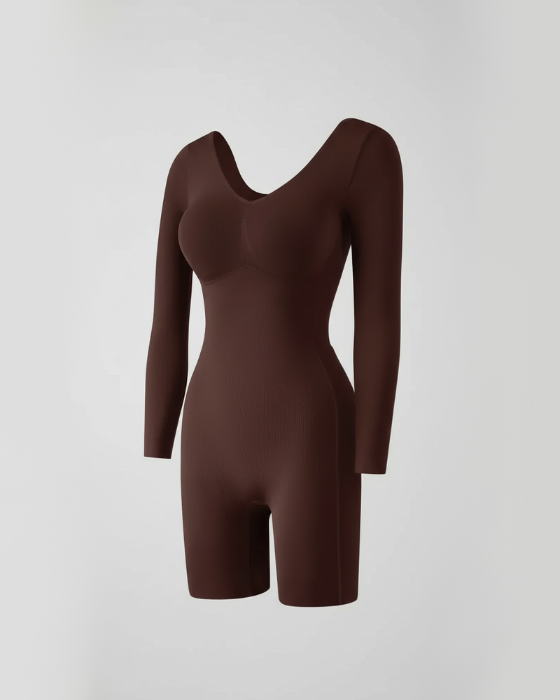 Easy Off Long Sleeve Full Body Shaping Tummy Control Butt Lifting Bodysuit（Pre-Sale）