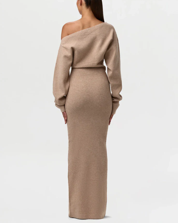 Off-Shoulder Long-Sleeved Slim-Fit Elegant And Gorgeous Sweater Dress