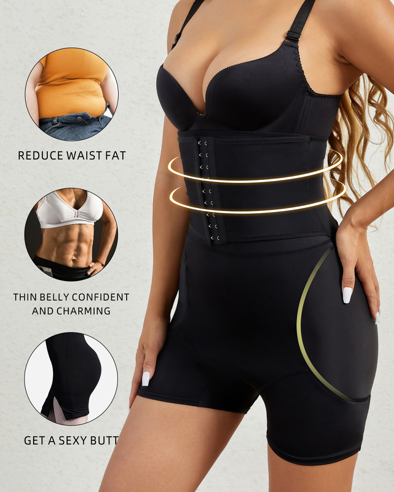 High-Waisted Waist-Cinching Tummy-Controlling Padded Hip-Enhancing Shorts