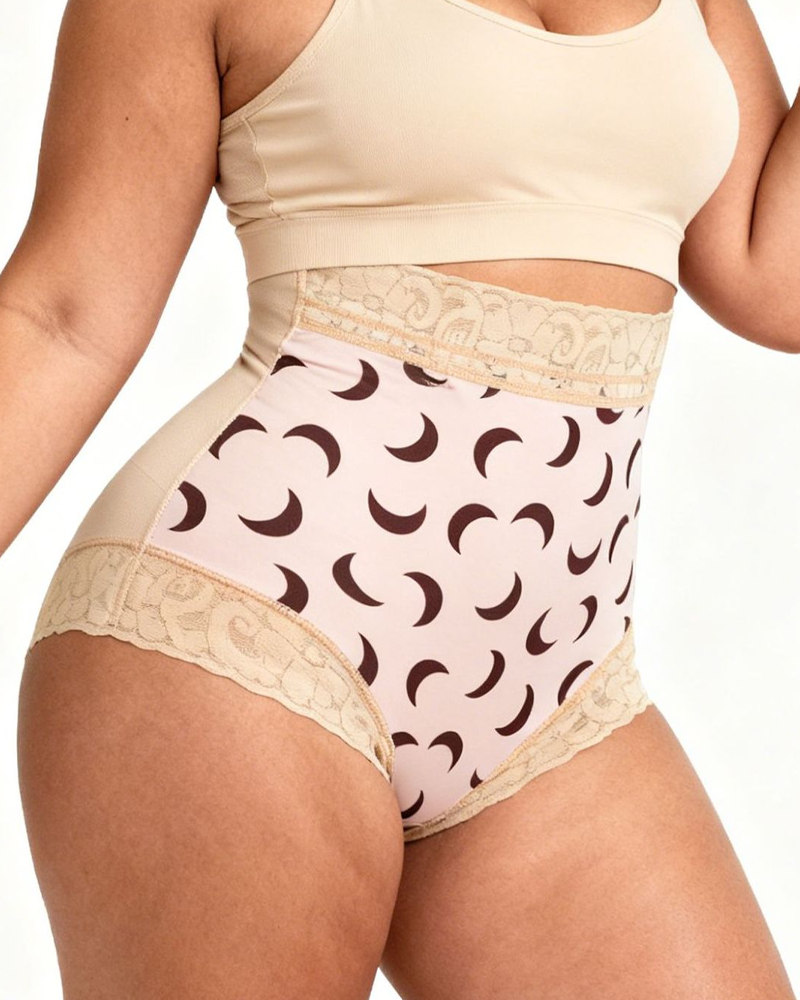 Moon Print Triangle Shaped Underwear For Lifting Slimming And Shaping The Waist