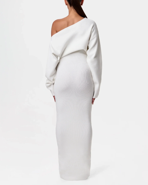 Off-Shoulder Long-Sleeved Slim-Fit Elegant And Gorgeous Sweater Dress