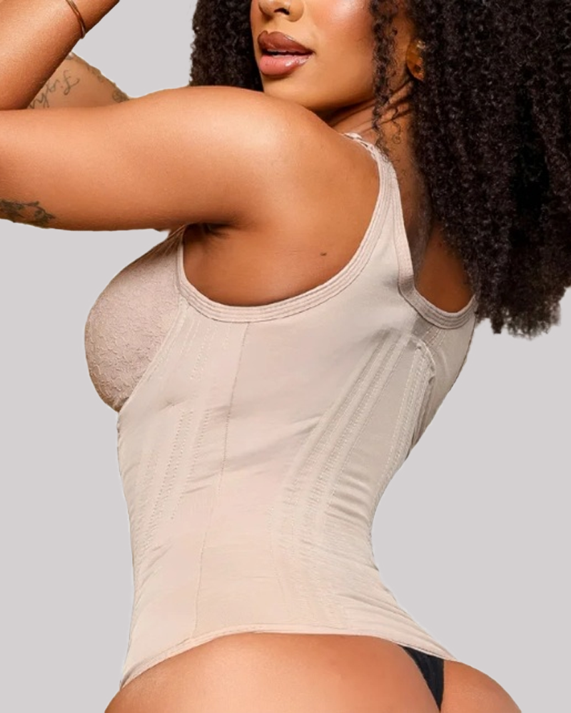 Colombian Shapewear Tank Top Lace Cups Front Hook & Eye Waist With Adjustable Straps（Pre-Sale）