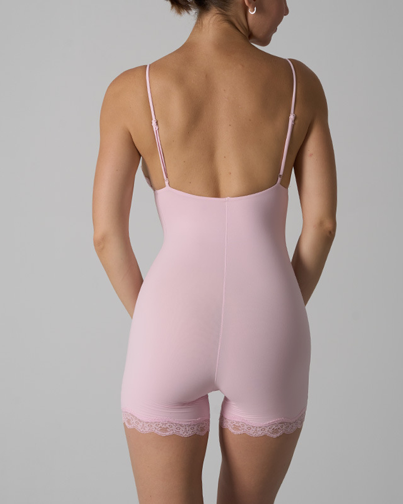 Lace Triangle Cup Nude-Feel Camisole Breathable Bodysuit