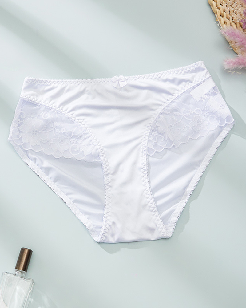 Elegant Satin Peach-Shaped Lace Bow Thong