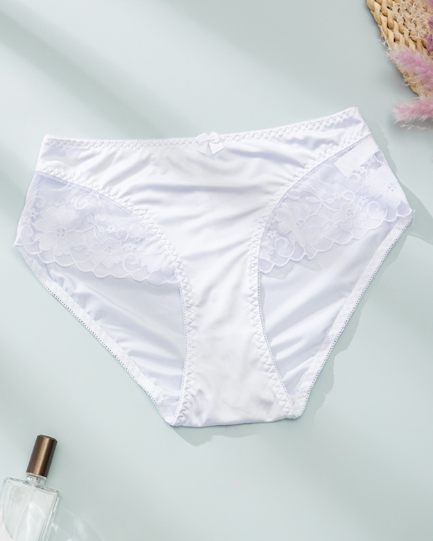 Elegant Satin Peach-Shaped Lace Bow Thong