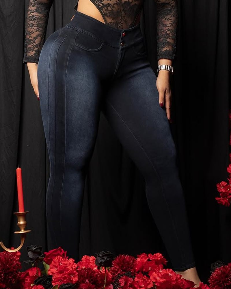 High-Waisted Slim-Fit Jeans