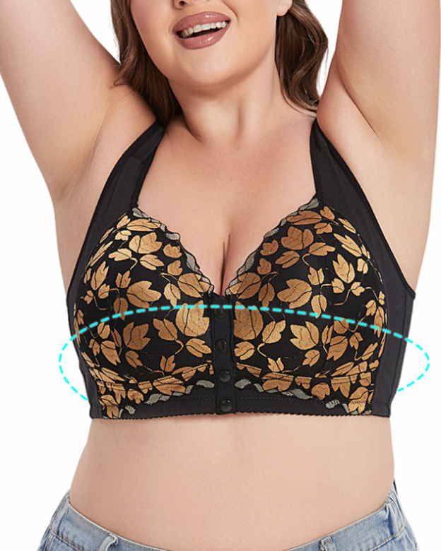 Wire Free Vest Style Lace Front Closure Bra