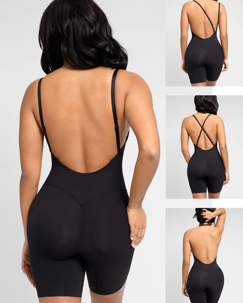 V-Neck Underwire Bra Built-In Back Shaping Bodysuit（Pre-Sale）