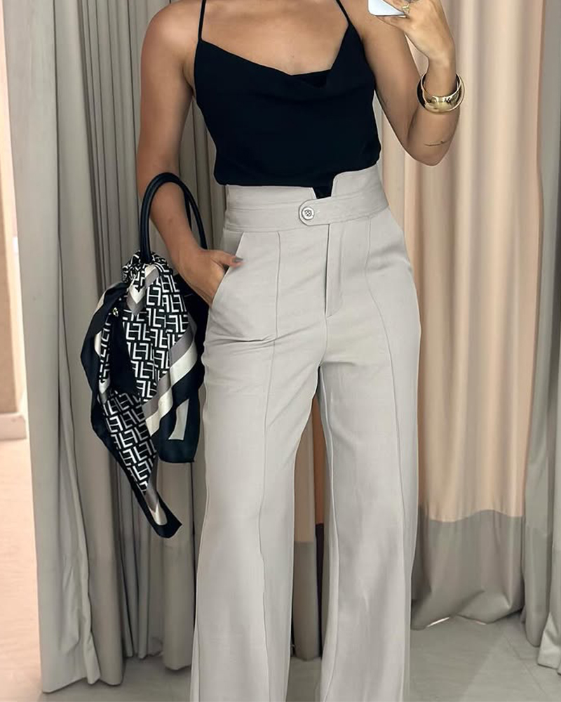 Loose Casual Suit Pants-Curvy-Faja