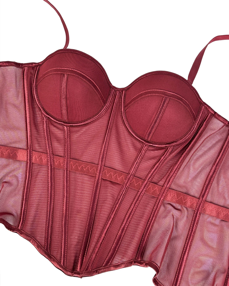 Sexy Mesh Suspender Corset