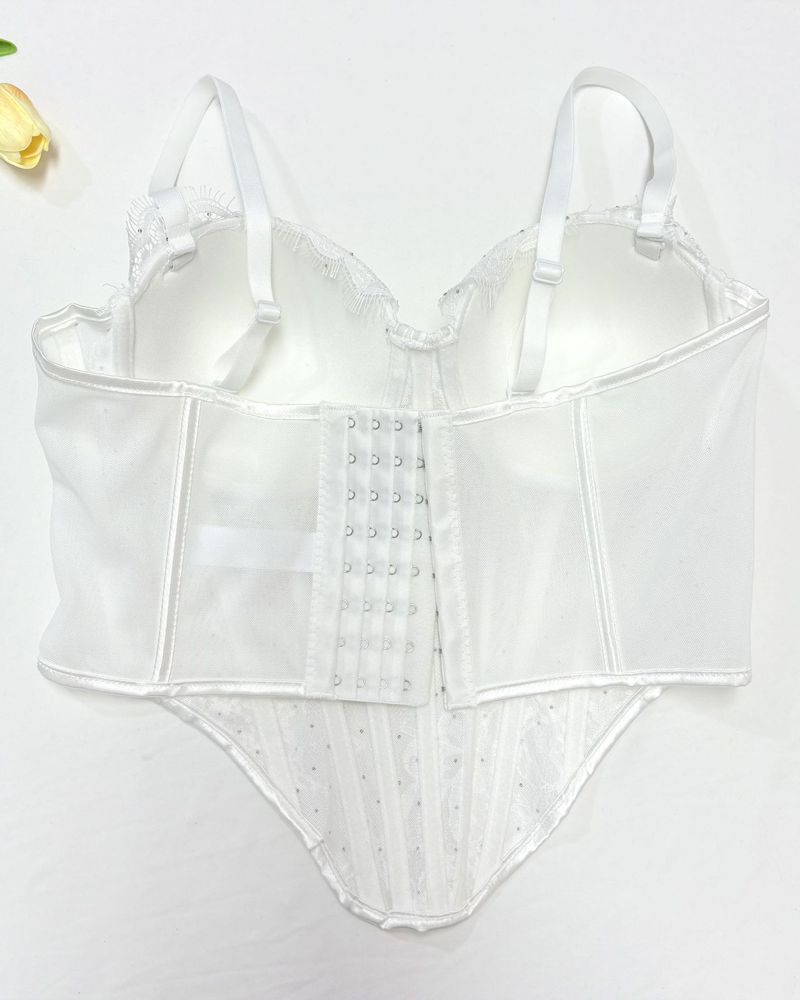 Sparkle Lace Boned Corset Camisole