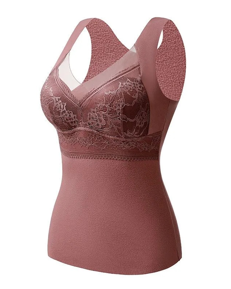 Women's Autumn/Winter V-Neck Velvet Lace Thermal Underwear