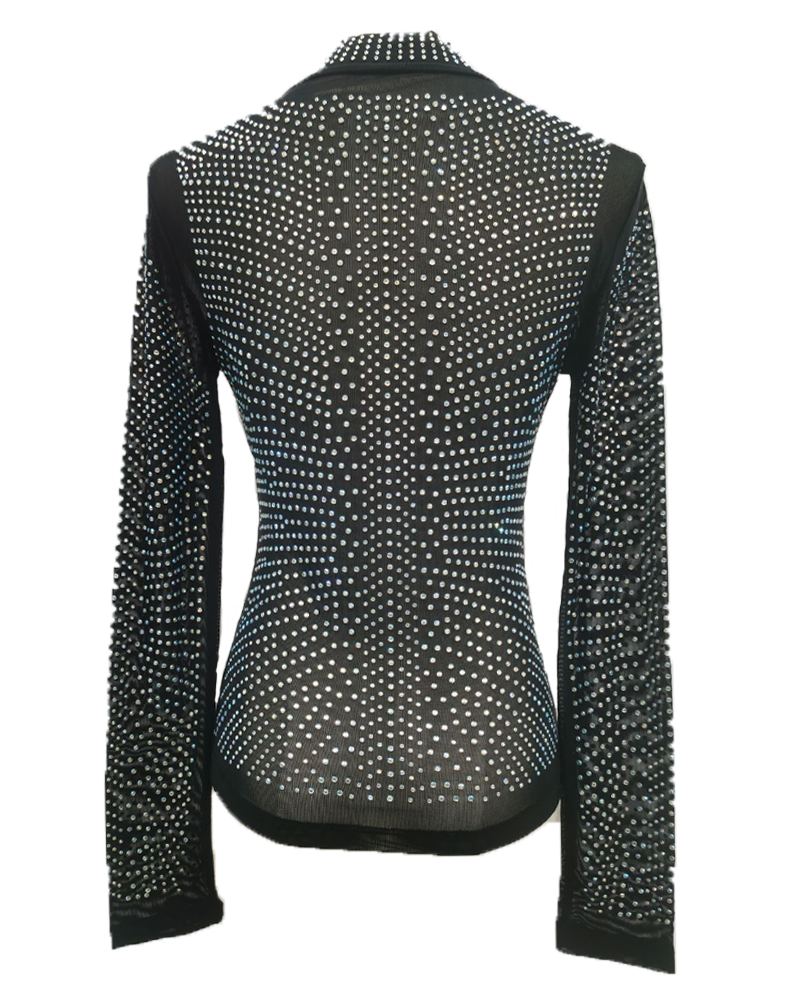 Sexy Rhinestone-Embellished Fitted Top