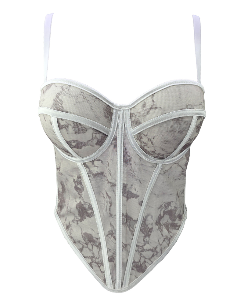 Sexy Mesh Suspender Corset
