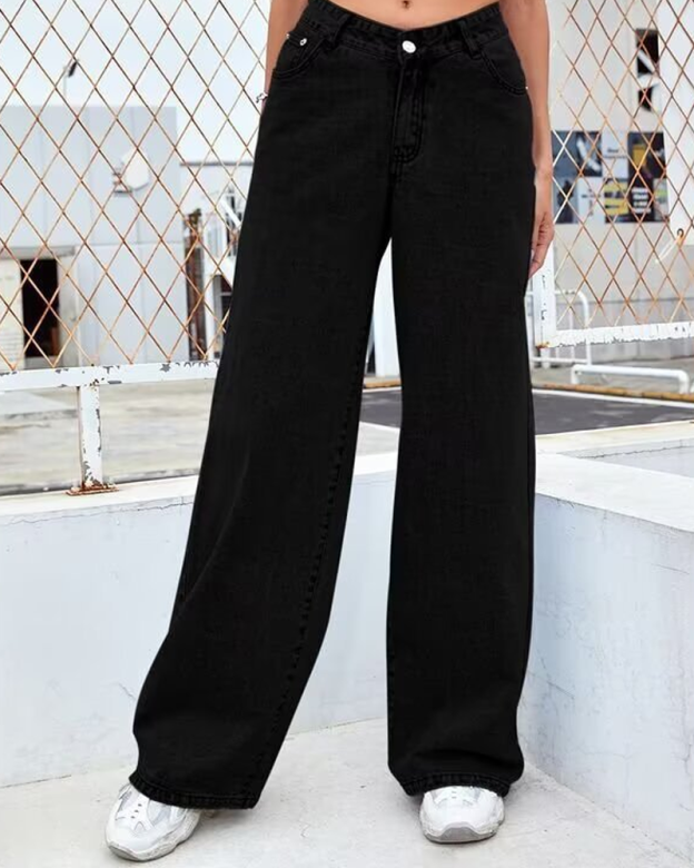 Casual Loose Straight Jeans-Curvy-Faja