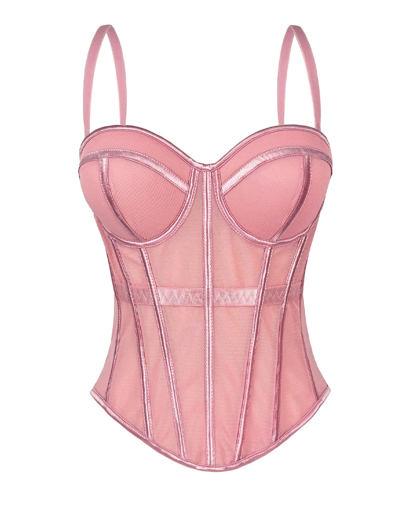 Sexy Mesh Suspender Corset