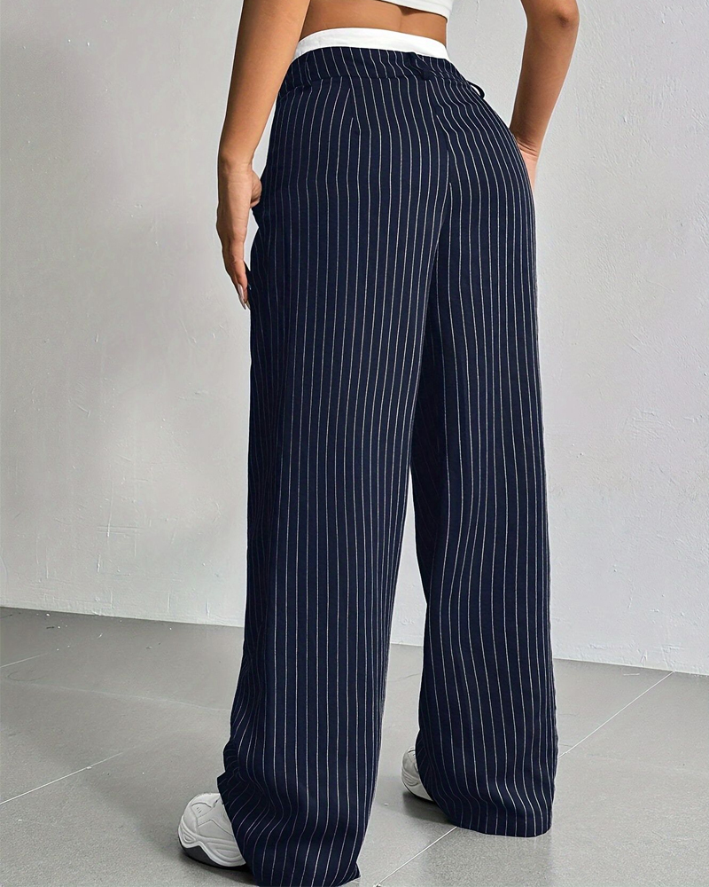 Simple Drape Loose Straight Pants-Curvy-Faja