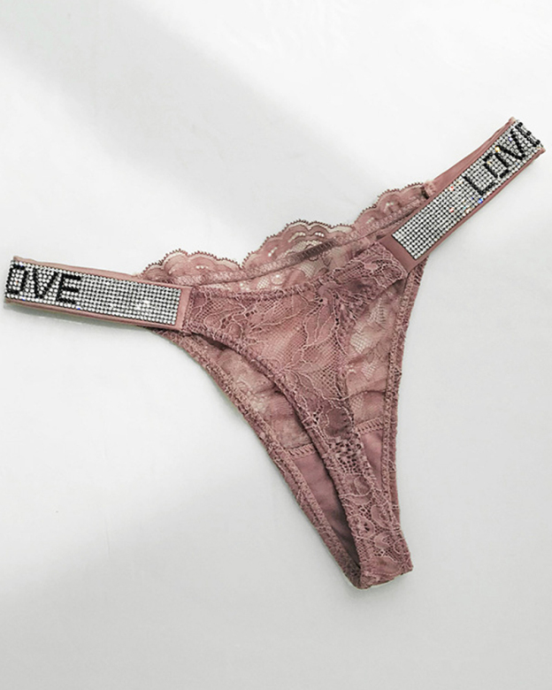 Rhinestone Sexy Lace Thong