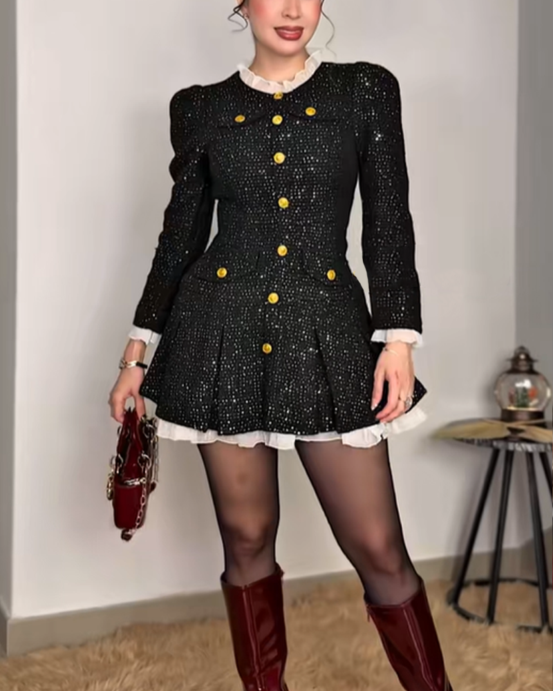 Christmas French Style Ruffled Dress