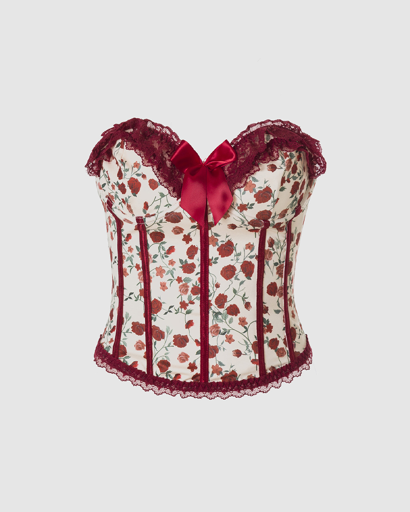 Retro Milk Silk Rose Butterfly Waist Corset