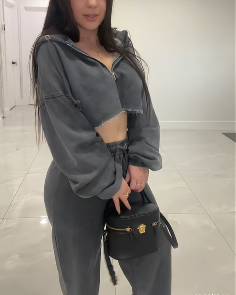 Fleece Fashion Long-Sleeved Sports Casual Sweatshirt Set