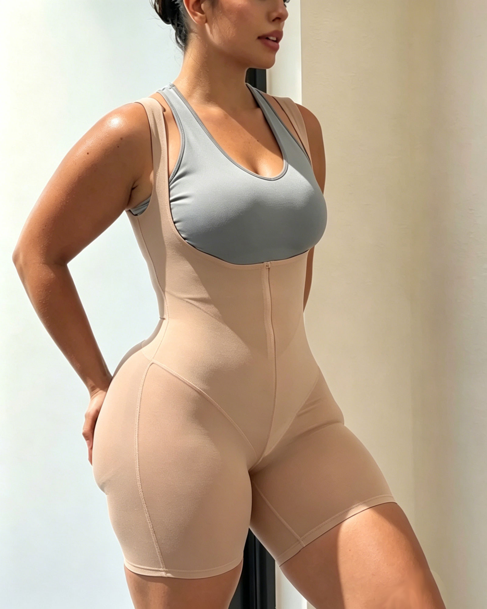 Mesh High Compression Mid-Thigh Bodysuit Shaper（Pre-Sale）