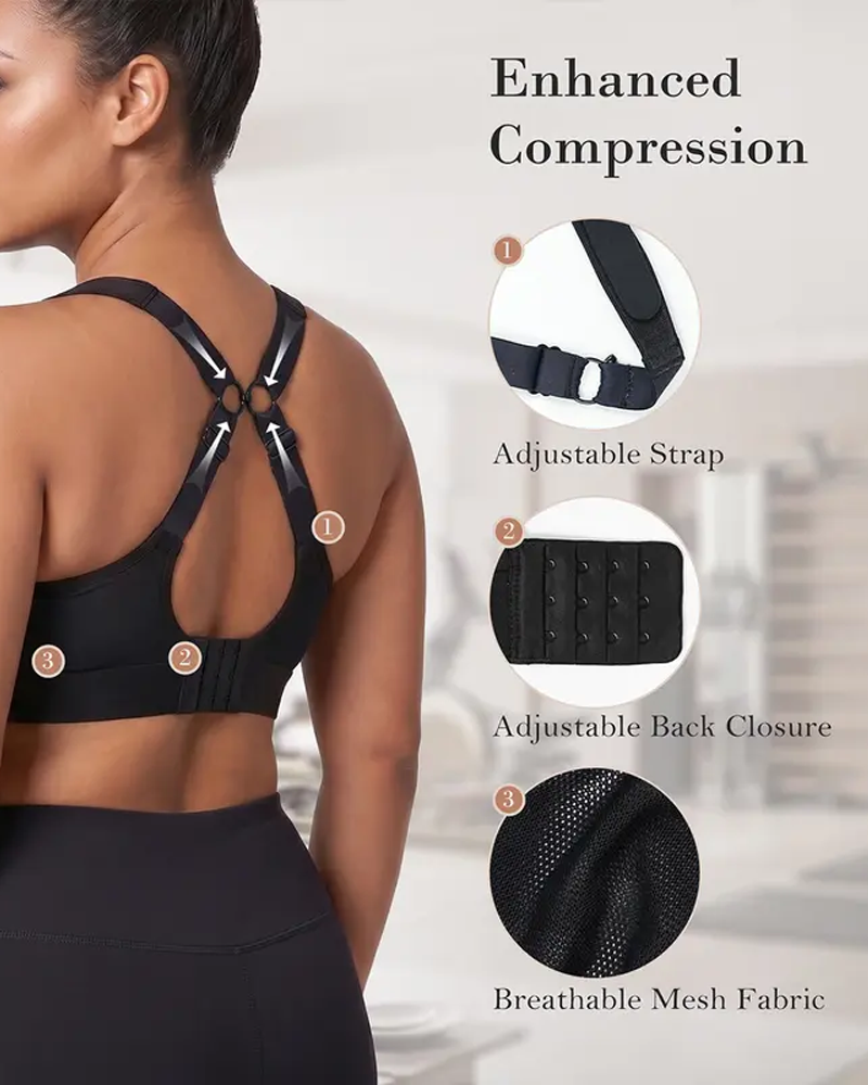 Adjustable Shoulder Straps Front Zipper High Support Workout Sports Bra (Pre-Sale)
