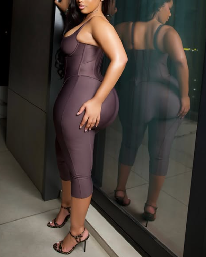 Corset-Style Bustier Top & Capri Shaping Pants Two-Piece Shapewear Set(Pre-Sale)