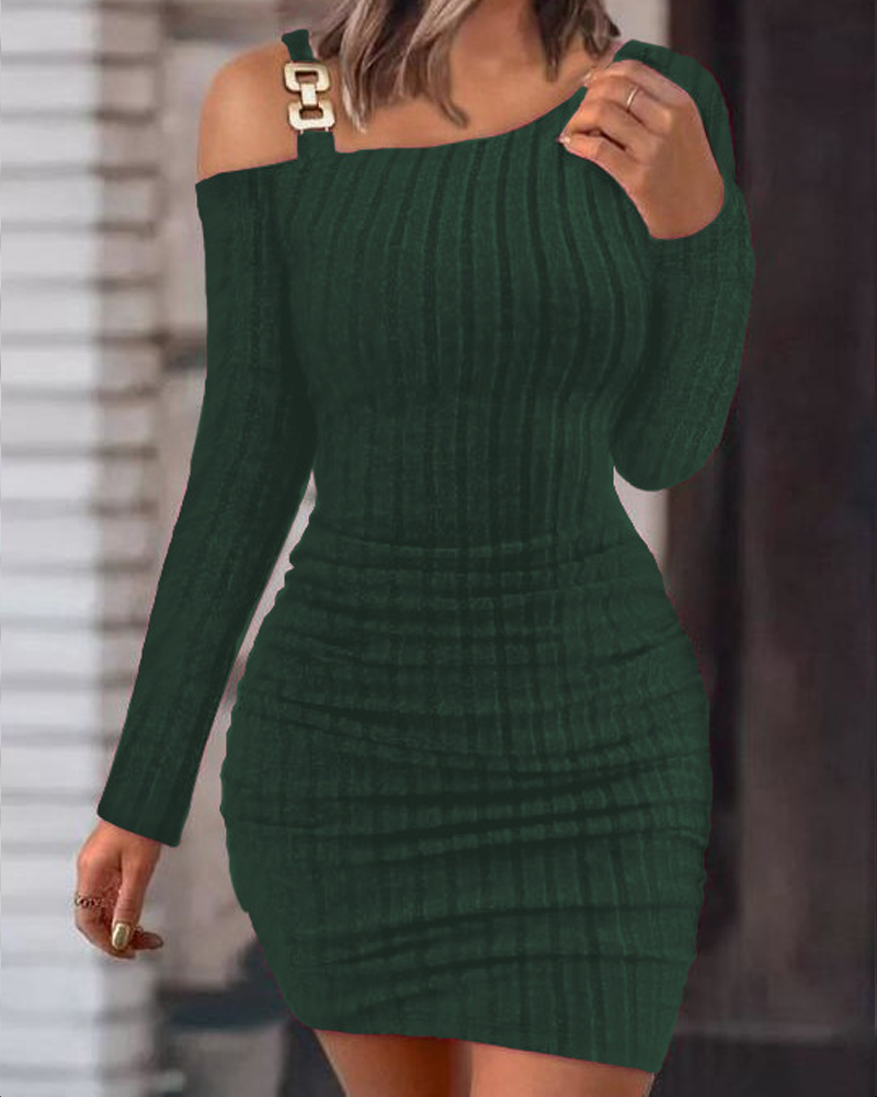 Off-Shoulder One-Neck Tight-Fitting Bodycon Knit Dress